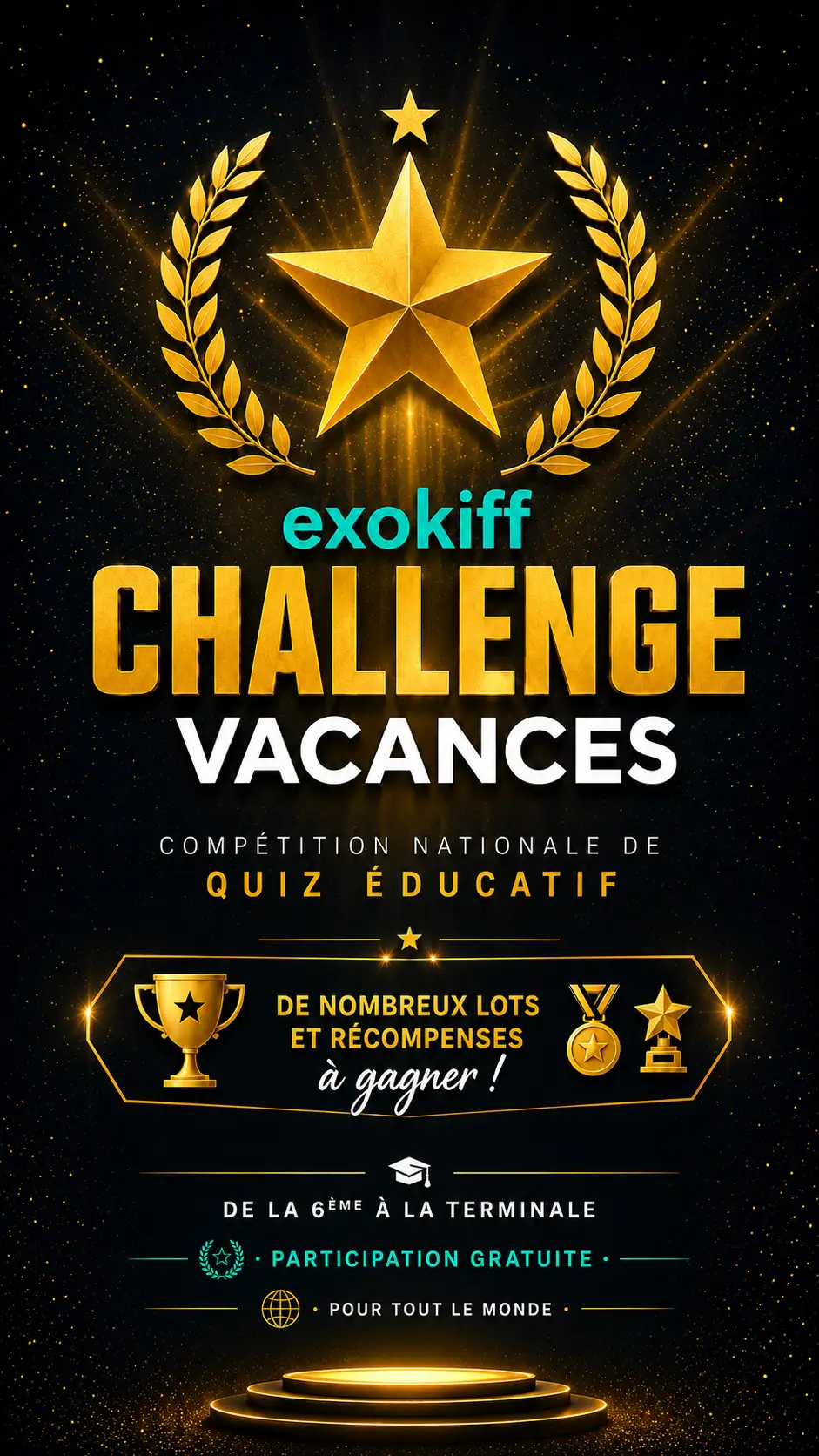 Official poster — exokiff Challenge Vacances, national educational quiz competition in Cameroon
