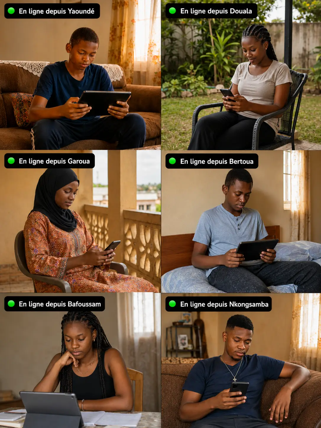 Students taking part in the online championship from different cities across Cameroon
